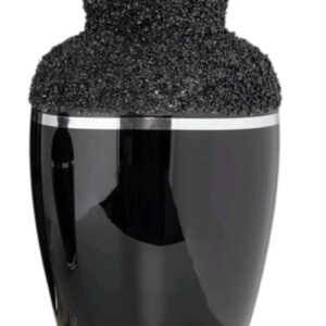 Vaso nero lucido luminoso con decoro argento