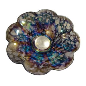 Centrotavola nero con riflessi e dettagli argento