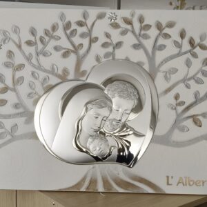 Quadro albero vita sacra famiglia in argento Valenti