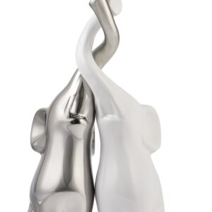 Coppia elefanti bianco argento h34
