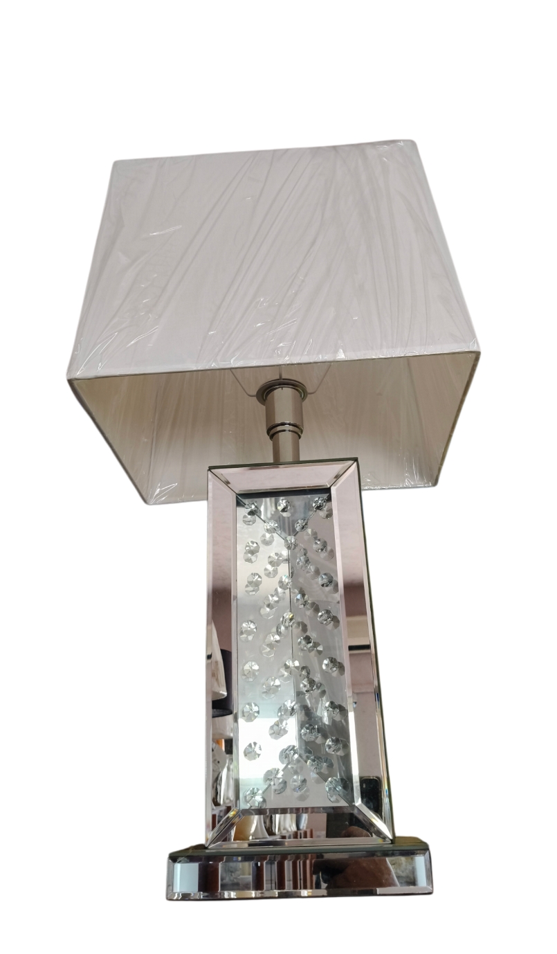 Lampada con cristalli effetto specchio