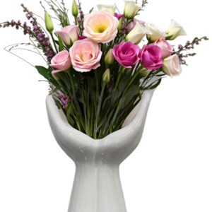 Vaso bianco scultura mani h25cm