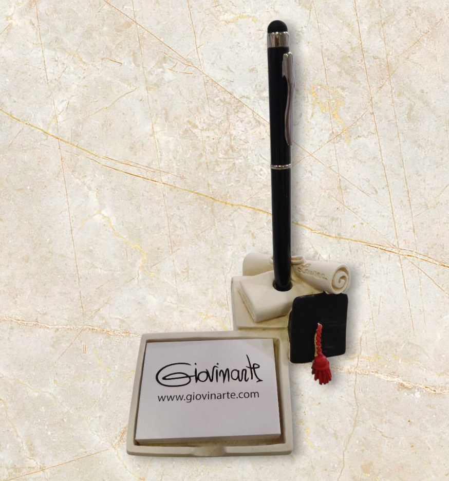 Porta post-it laurea con penna bomboniera