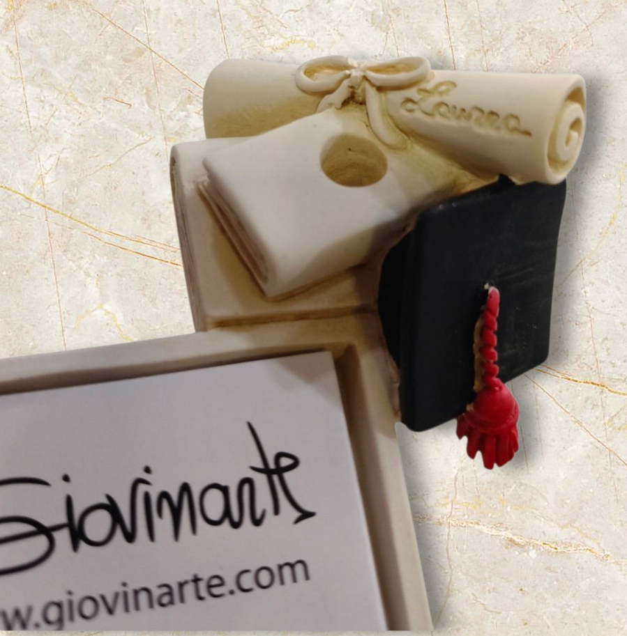 Porta post-it laurea con penna bomboniera - immagine 2