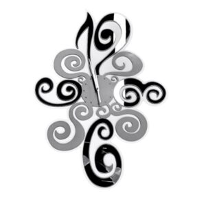 Orologio moderno bianco grigio e specchio plexi argento