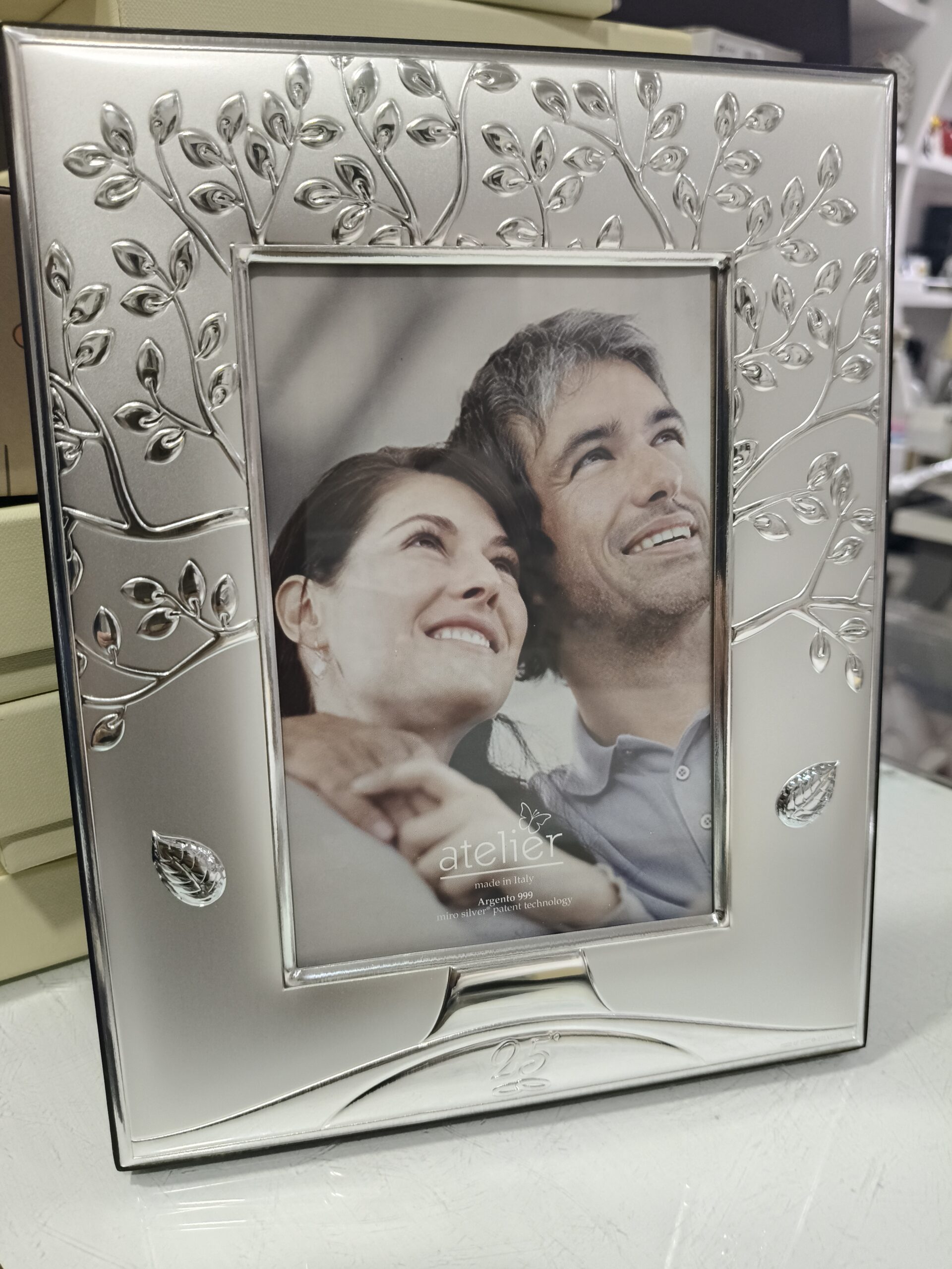 Cornice venticinquesimo anniversario atelier in argento