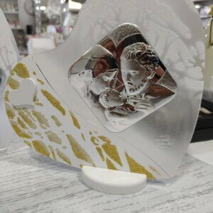 Icona d'appoggio Sacra famiglia bianca e oro