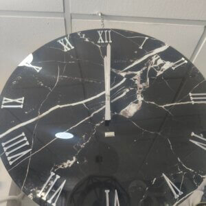 Orologio effetto marmo nero e bianco diametro 60 cm