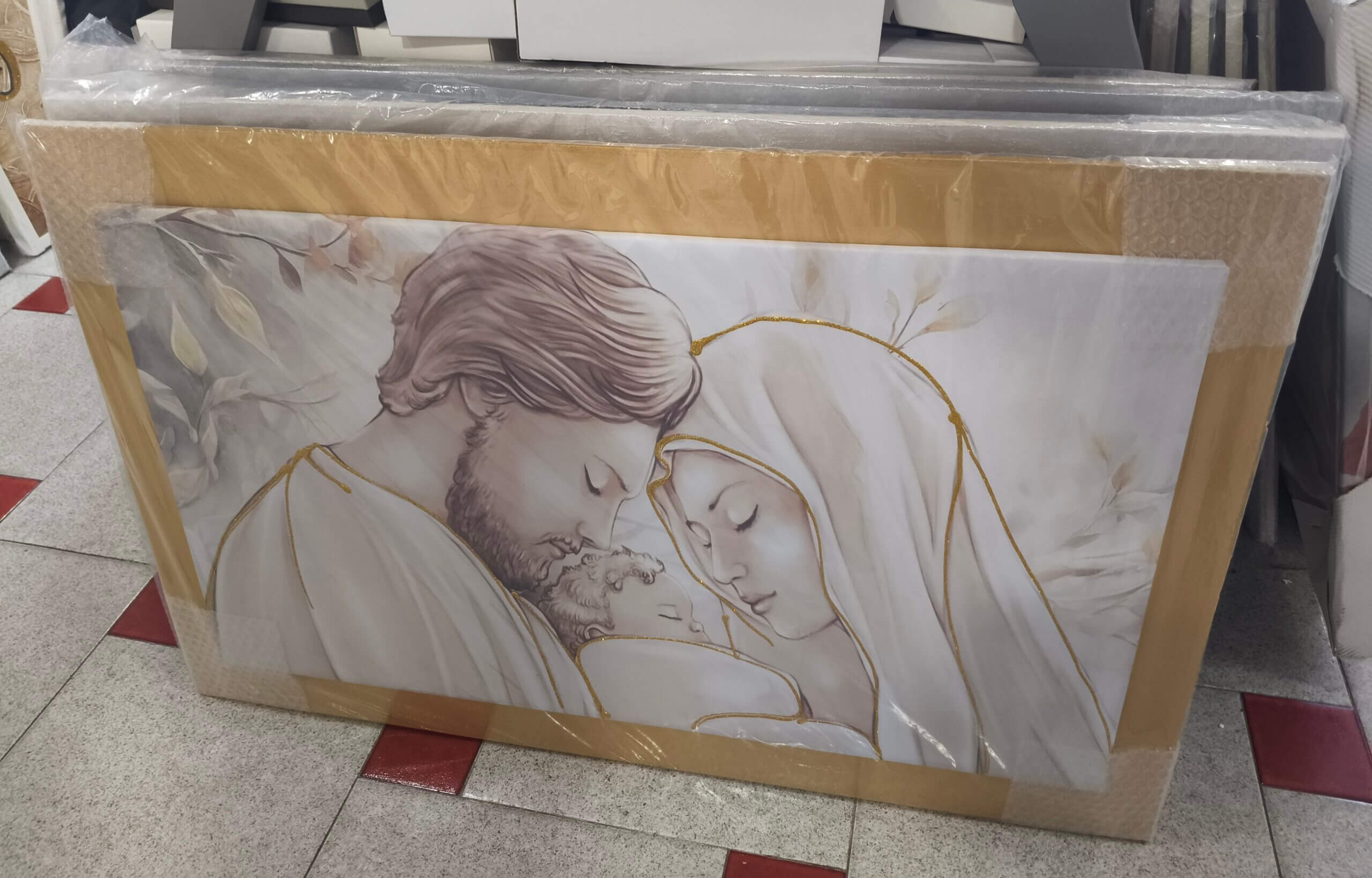 Quadro capezzale sacra famiglia oro