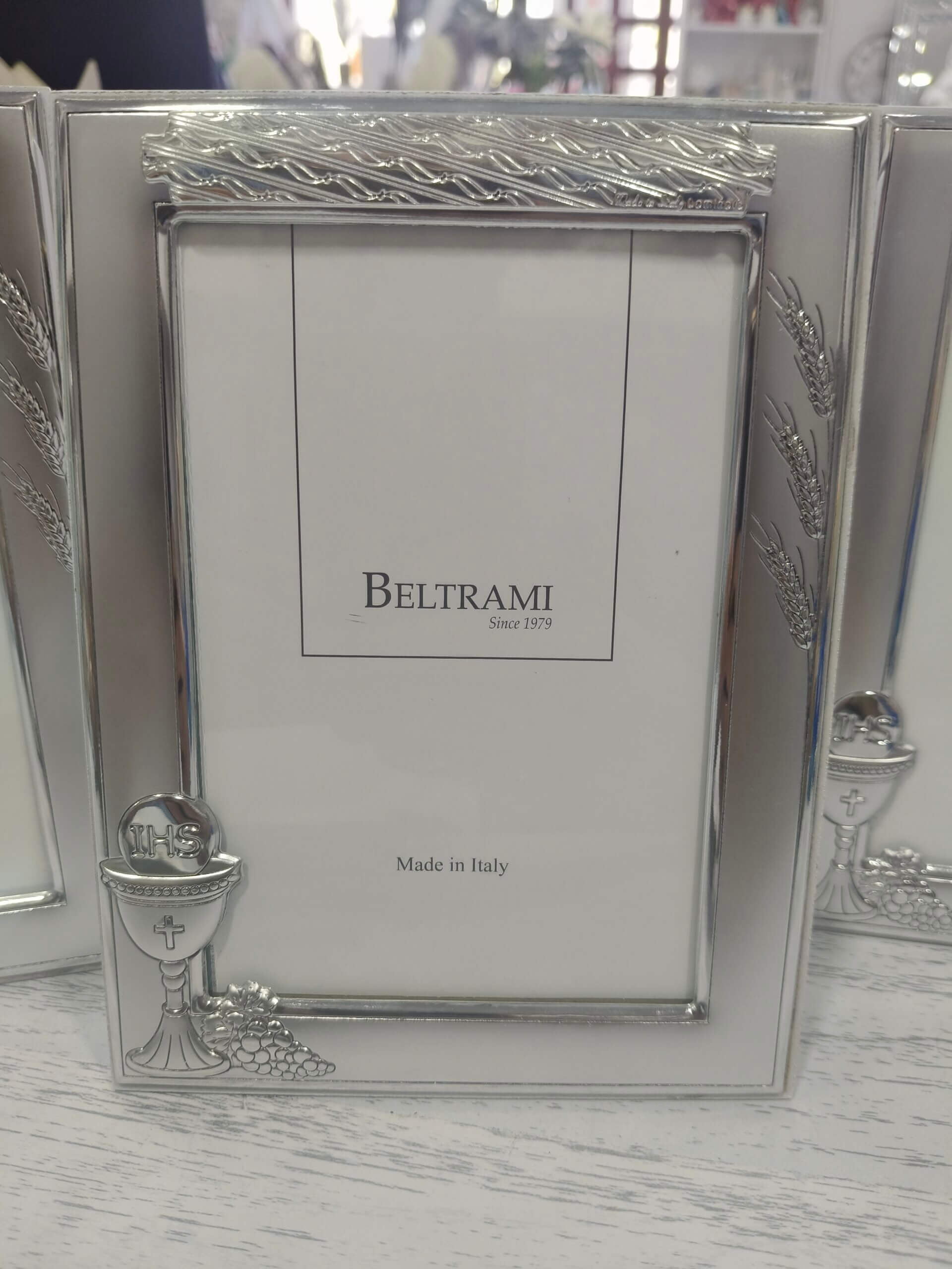 Cornice portafoto comunione in argento Beltrami