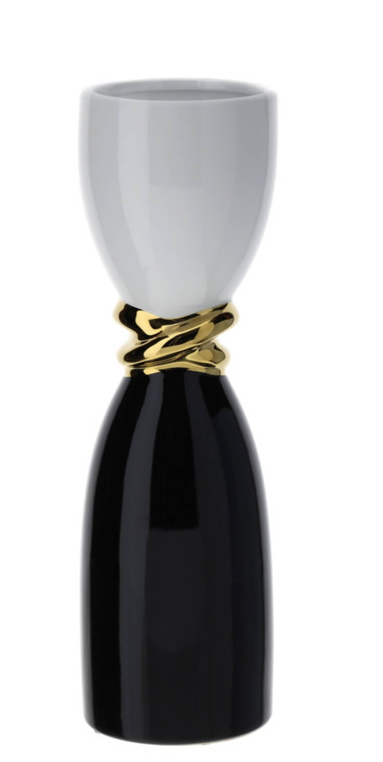 Vaso moderno bianco oro e nero h41 cm