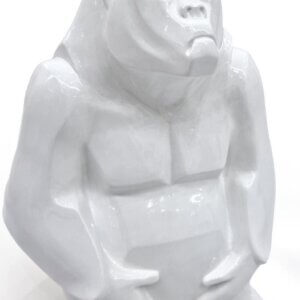 Statua Gorilla bianco lucido h 30 cm