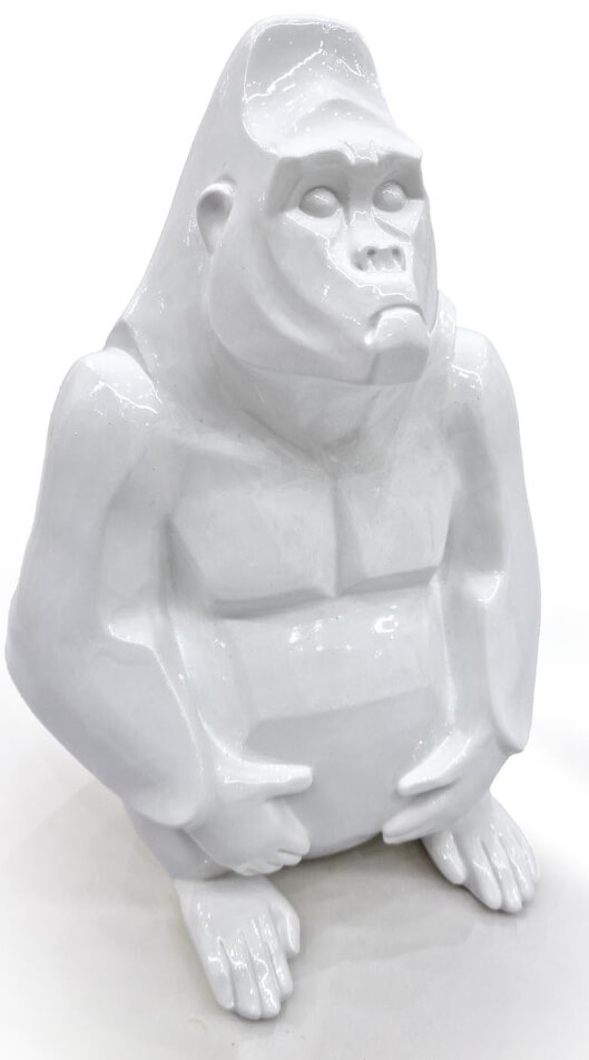 Statua Gorilla bianco lucido h 30 cm