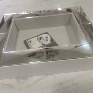 Svuota tasche Diamond argento e legno bianco 20x25 cm