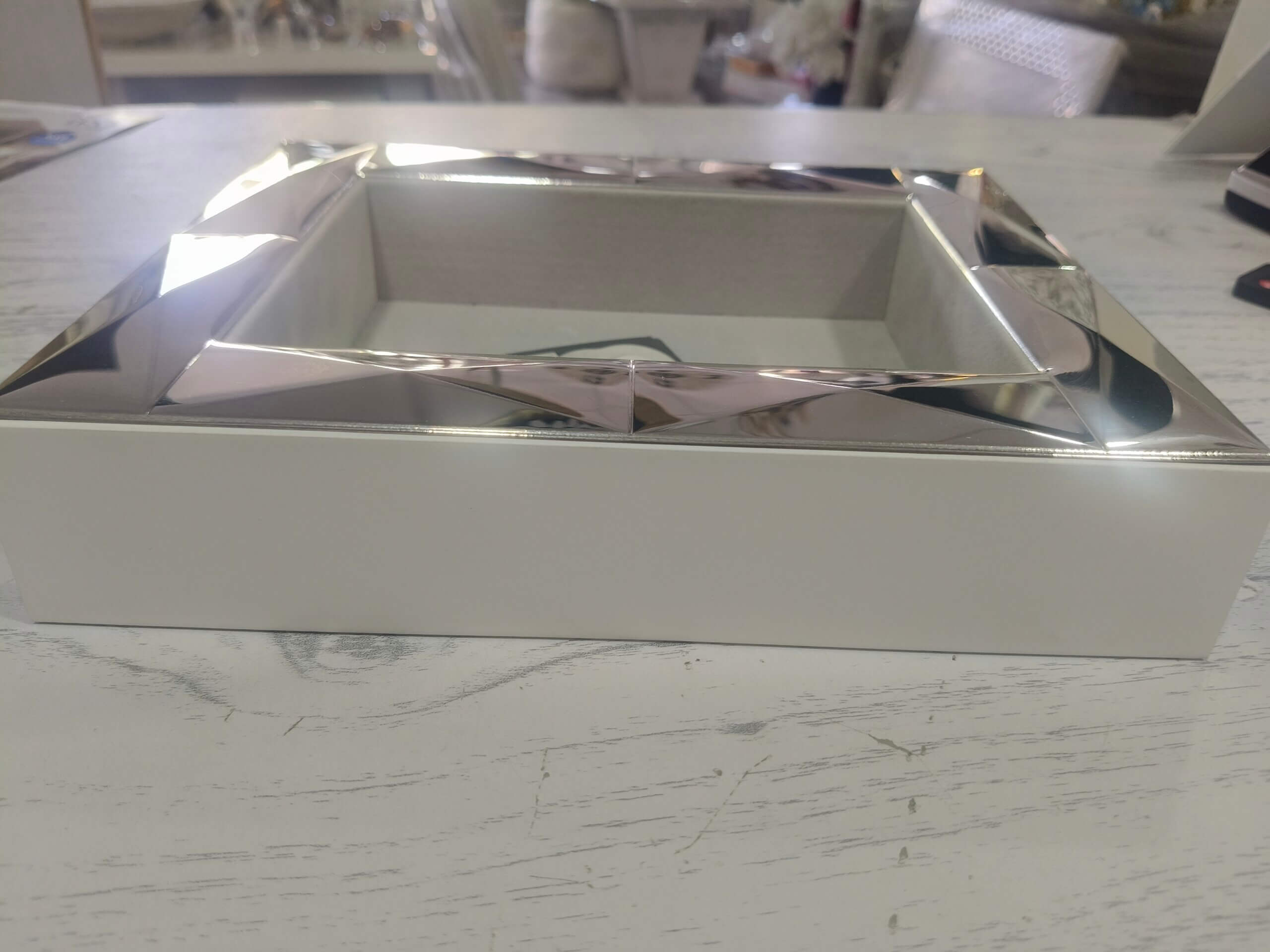 Svuota tasche Diamond argento e legno bianco 20x25 cm - immagine 3