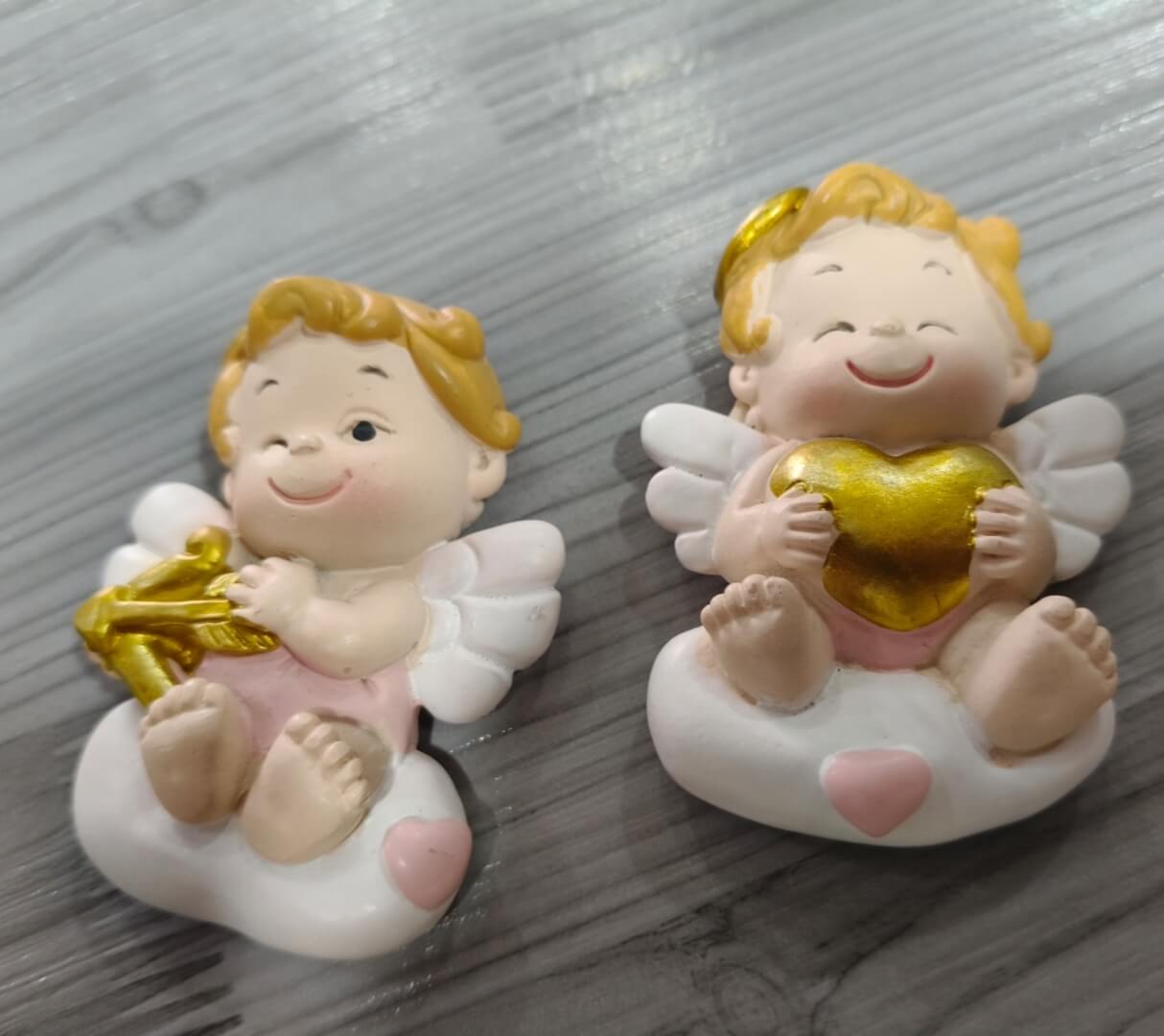 Bomboniere angeli puttini rosa battesimo nascita lotto 23 pz - immagine 2