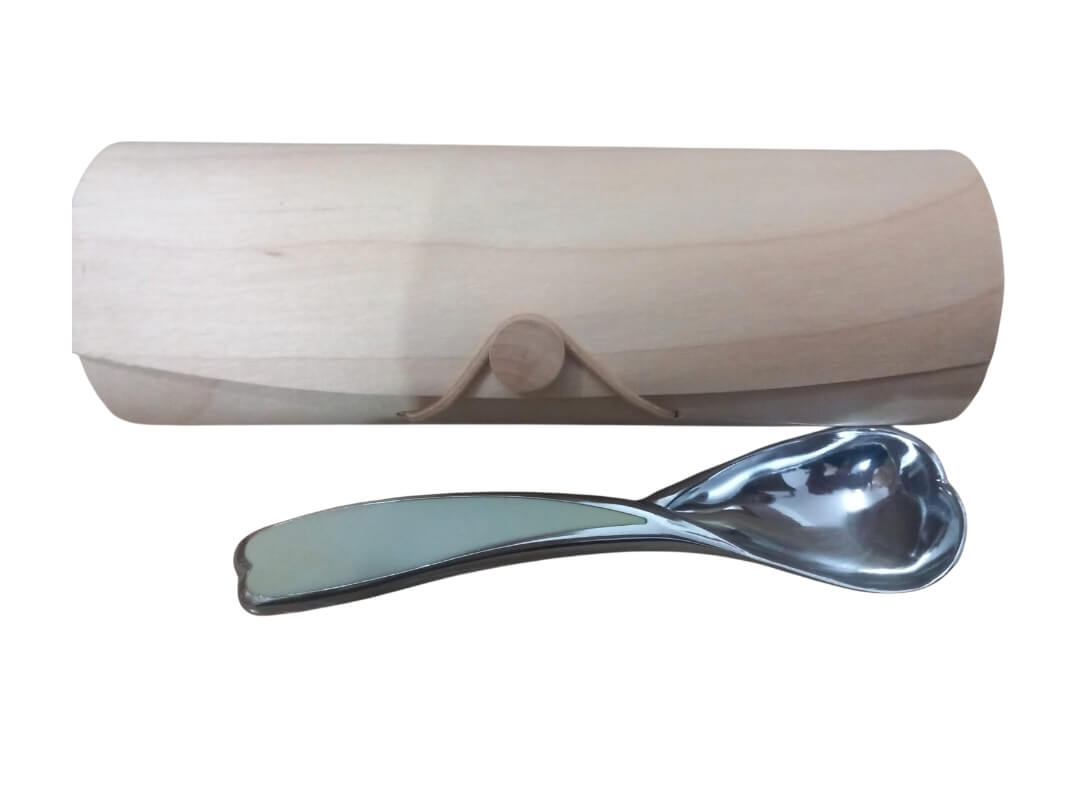 Cucchiaio gelato in acciaio bomboniere quadrifoglio Qfc441 stock 43pz